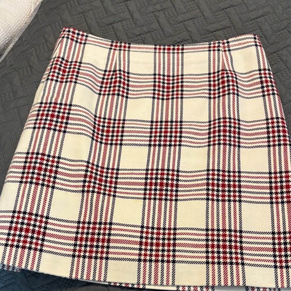 Brooks Brothers Cream Plaid Mini Skirt with Red and Black